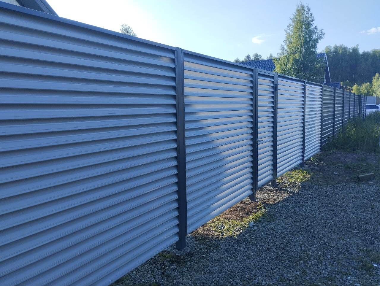 Забор из ламелей еврожалюзи 20м RAL7004 Серый в Жезказгане